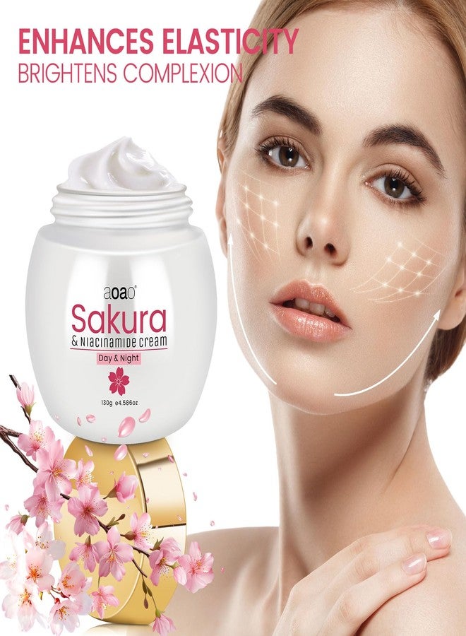 AOAO Sakura & Niacinamide Face Moisturizer with Collagen & Niacinamide, Vitamin C Face Cream for Skin Brightening, Improves Dullness, Deep Nourishment, Barrier Repair, Moisture Locking, 130g/4.586oz - Image 2